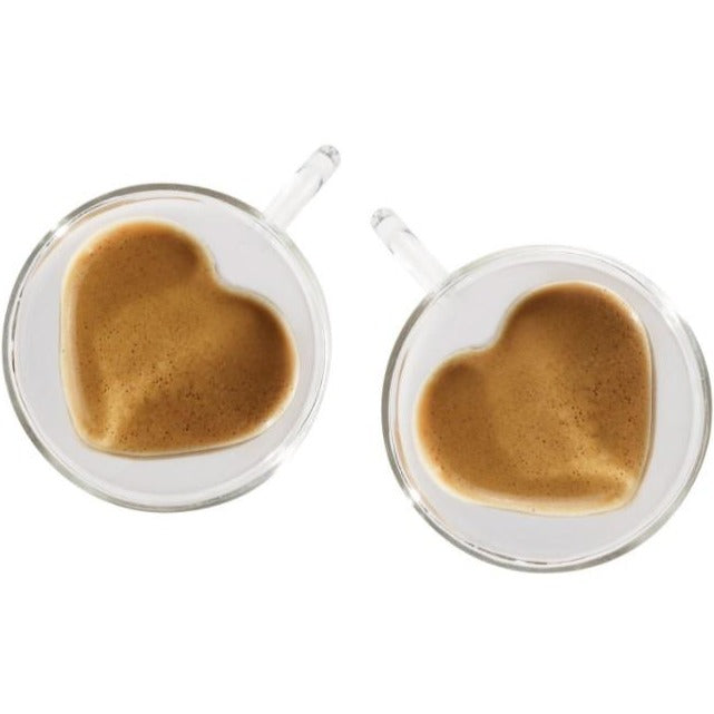 Heart Shaped Double Walled Glass Coffee Mug